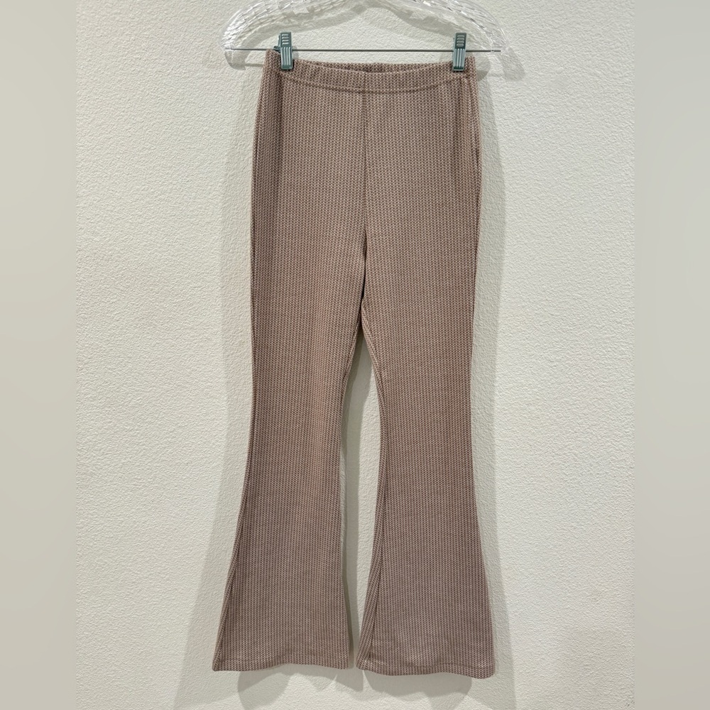 The Salty Blonde X 12th Tribe Cream White Geometric Flare Pull On Pants Small